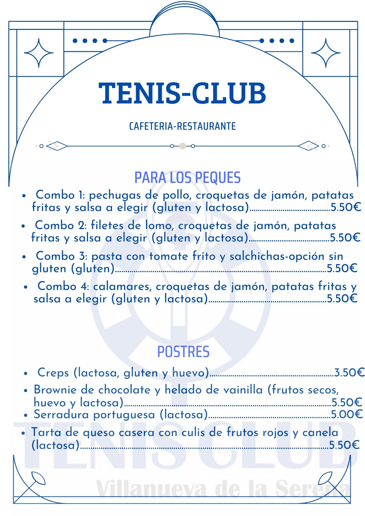 Carta de Cafetería-RESTAURANTE TENIS-CLUB en Villanueva de la serena, Badajoz — página 5